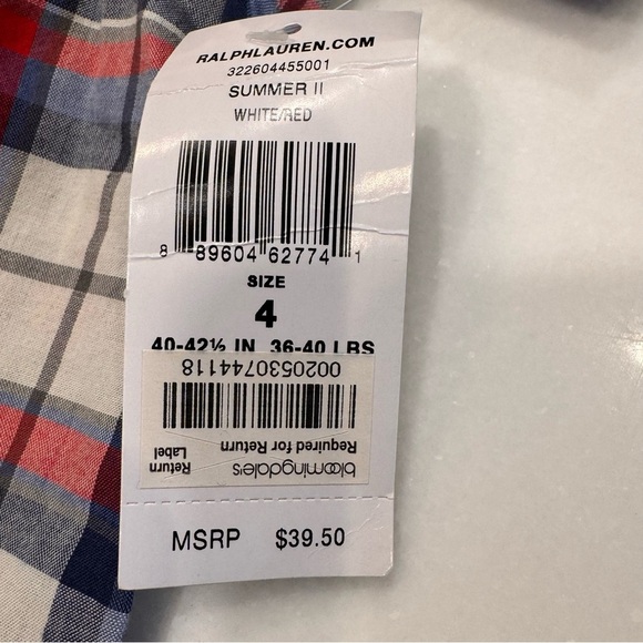 Ralph Lauren Boys Short Sleeve Plaid Shirt 100% Cotton Size 4 NWT - Picture 3 of 9